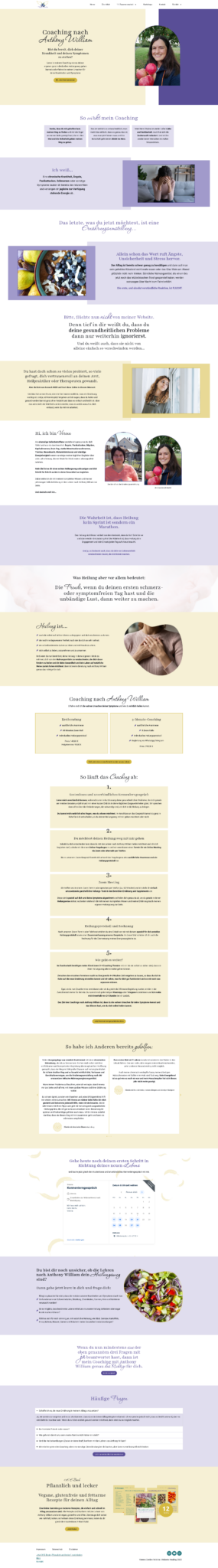 Referenzprojekt: Branding & Webdesign für Ernährungsberaterin – Website mit Fokus auf Gesundheit und Coaching nach Anthony William