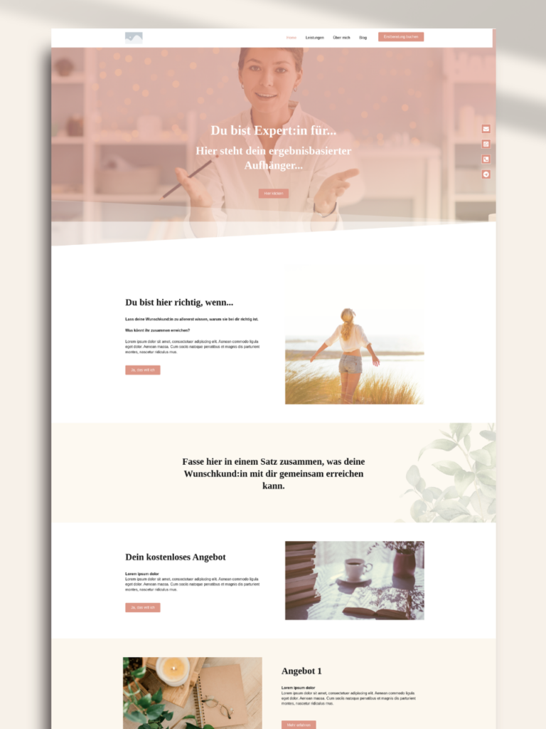 Beispiel für Webdesign für Coaches – Projekt für eine Lifecoach im Bereich Achtsamkeit und Mindset